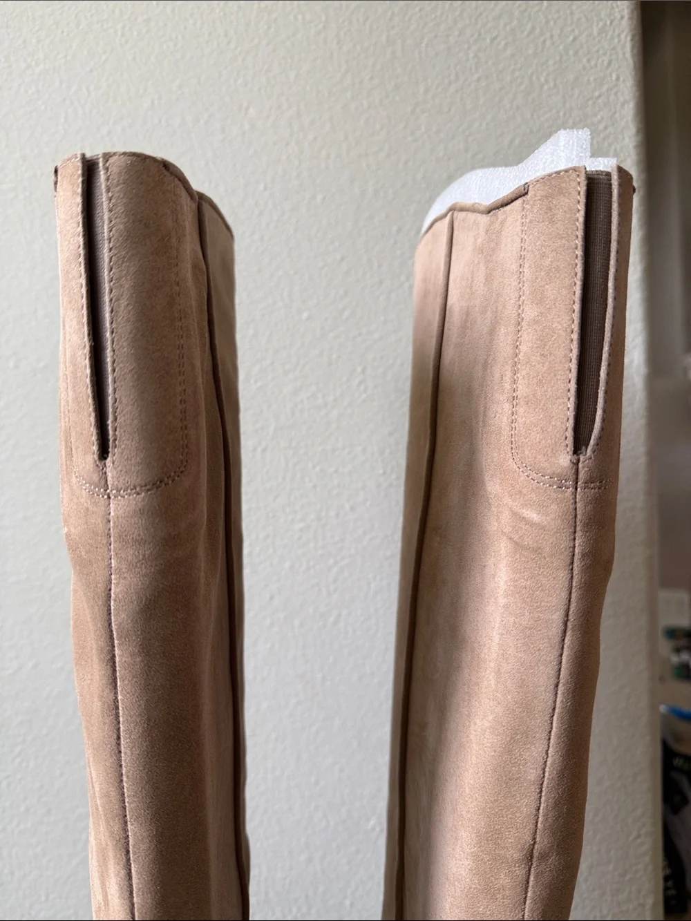 Franco Sarto Over-the-Knee Suede Boots in Beige-Tan